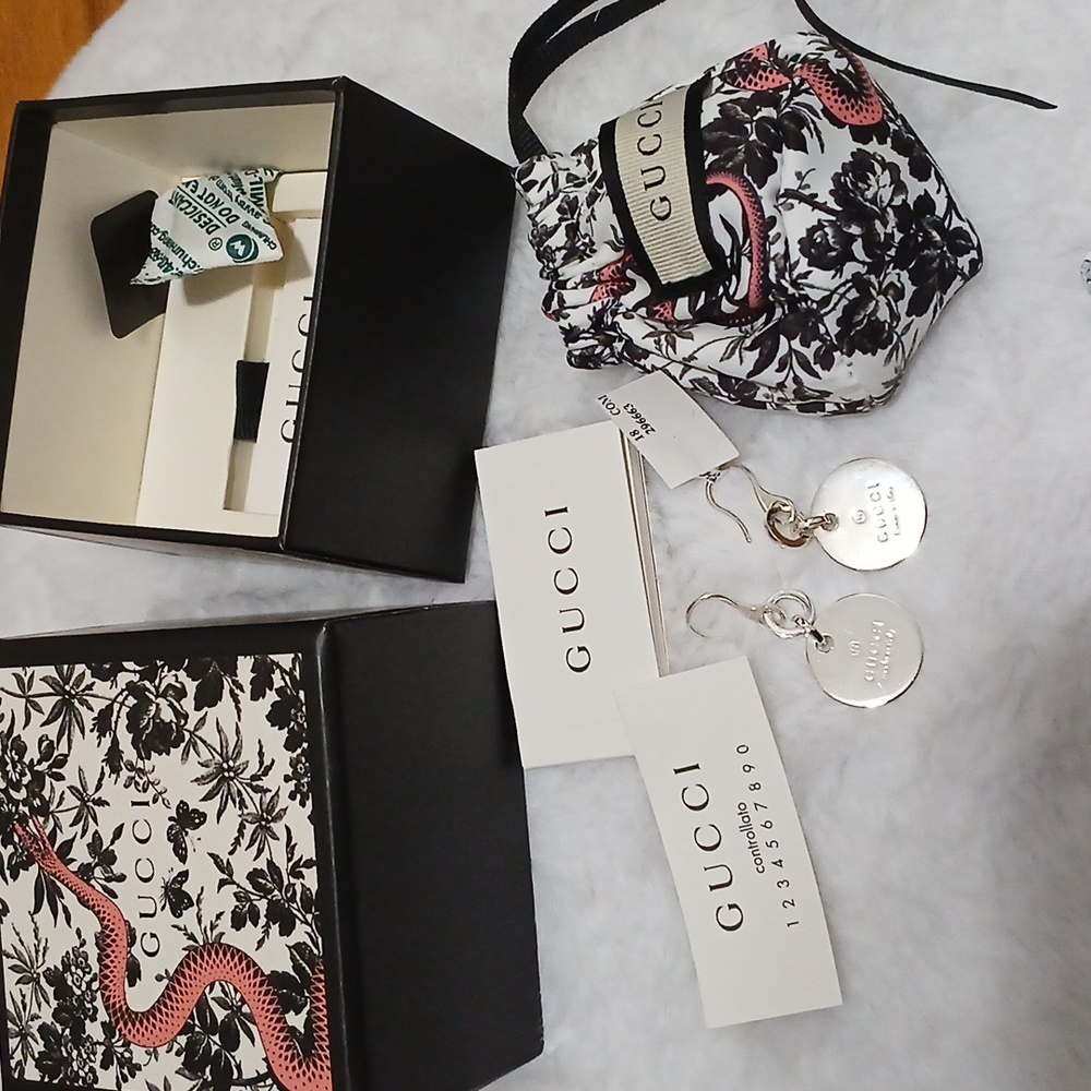 New gucci earrings Authentic dangle signature sterling silver Ag 925 mark - Picture 6 of 17